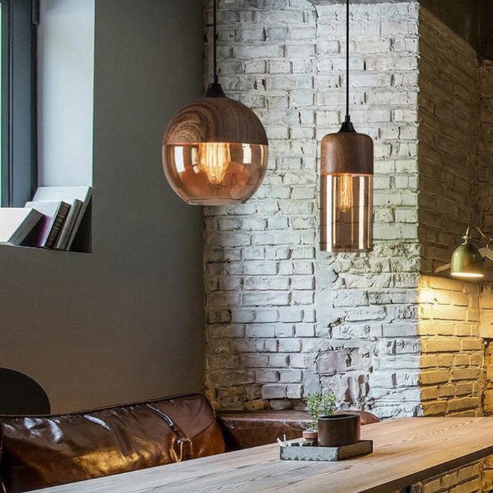 Scandinavian Wood and Tinted Glass Pendant Lamp - Adjustable Height Kitchen Pendant Lighting, Warm Ambient Hanging Light 8