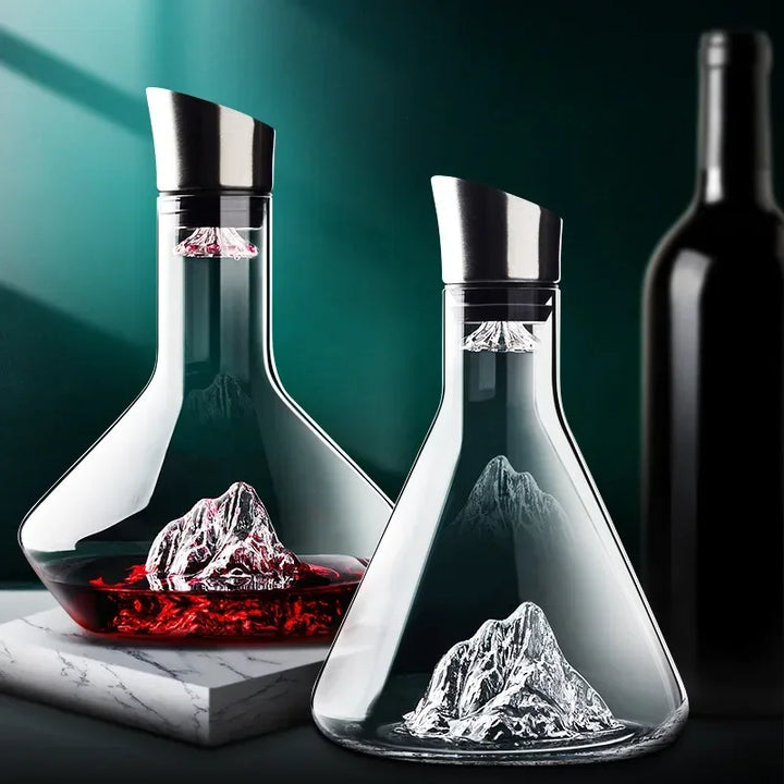 Lead-Free Crystal Iceberg Decanter for Red Wine - 1500ml Elegant Wine Decanter for Optimal Aeration and Serving-3