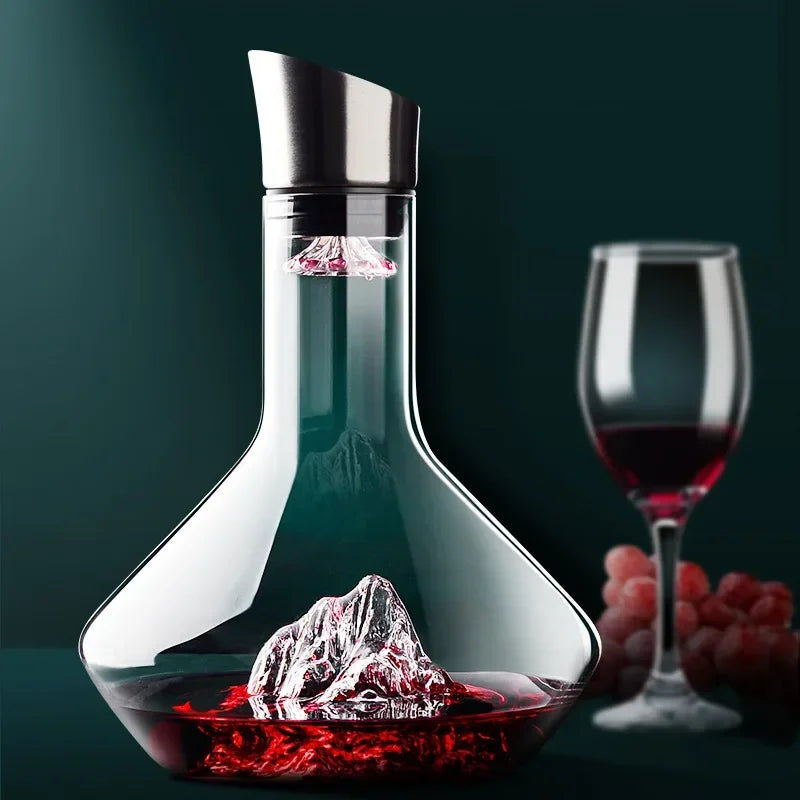 Lead-Free Crystal Iceberg Decanter for Red Wine - 1500ml Elegant Wine Decanter for Optimal Aeration and Serving-2