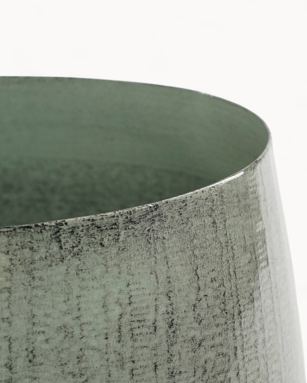Light Gray Metal Planter - Industrial Style Round Plant Pot for Medium-Sized Plants, Ø26 cm H24 cm-3