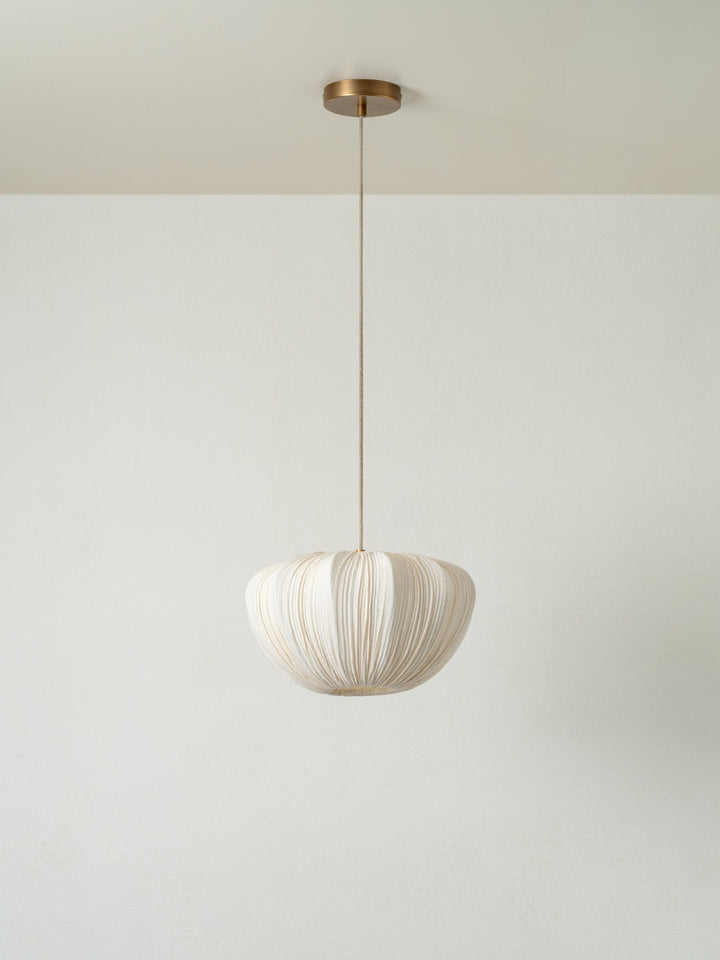 Small Pendant Light with Off-White Linen Shade and Adjustable Cable - Modern Kitchen Pendant Lighting 0