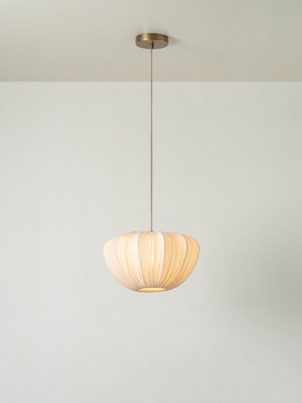 Small Pendant Light with Off-White Linen Shade and Adjustable Cable - Modern Kitchen Pendant Lighting 1