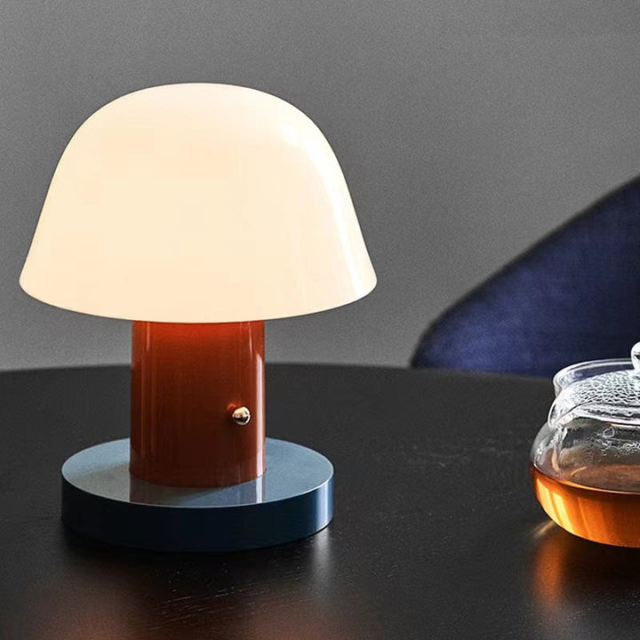 Mushroom-Shaped Dimmable LED Table Lamp - Wireless Battery Operated Bedside Lamp for Living Room and Bedroom Decor-4