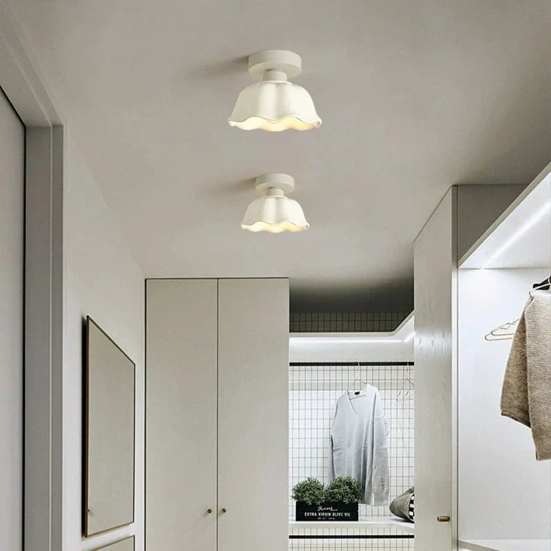 Vintage Ceramic and Glass Flush Mount Ceiling Light Fixture - E27 Base, Black, White, Gold, Ideal for Modern and Traditional Interiors 0
