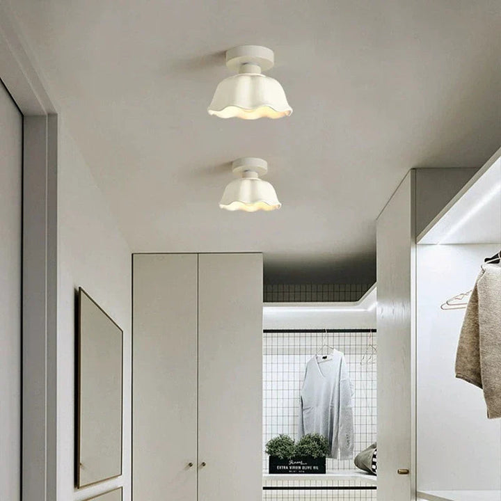 Vintage Ceramic and Glass Flush Mount Ceiling Light Fixture - E27 Base, Black, White, Gold, Ideal for Modern and Traditional Interiors 0