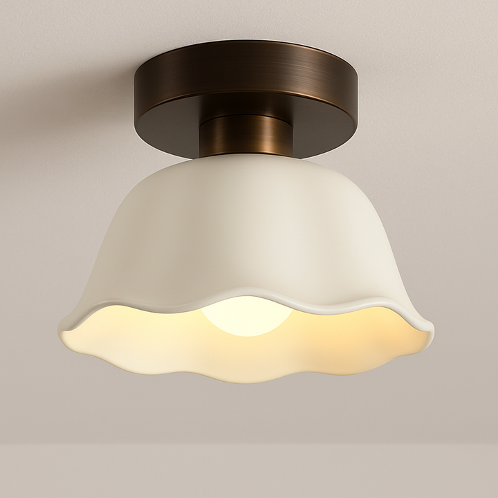 Vintage Ceramic and Glass Flush Mount Ceiling Light Fixture - E27 Base, Black, White, Gold, Ideal for Modern and Traditional Interiors 1