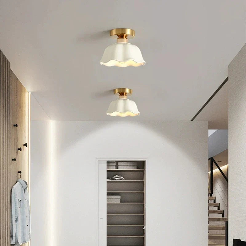 Vintage Ceramic and Glass Flush Mount Ceiling Light Fixture - E27 Base, Black, White, Gold, Ideal for Modern and Traditional Interiors 4