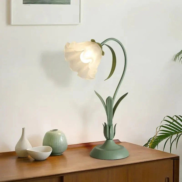 Vintage Floral Table Lamp with Metal Base and Acrylic Shade - 50cm Height, Ideal for Bedside or Living Room Use 1