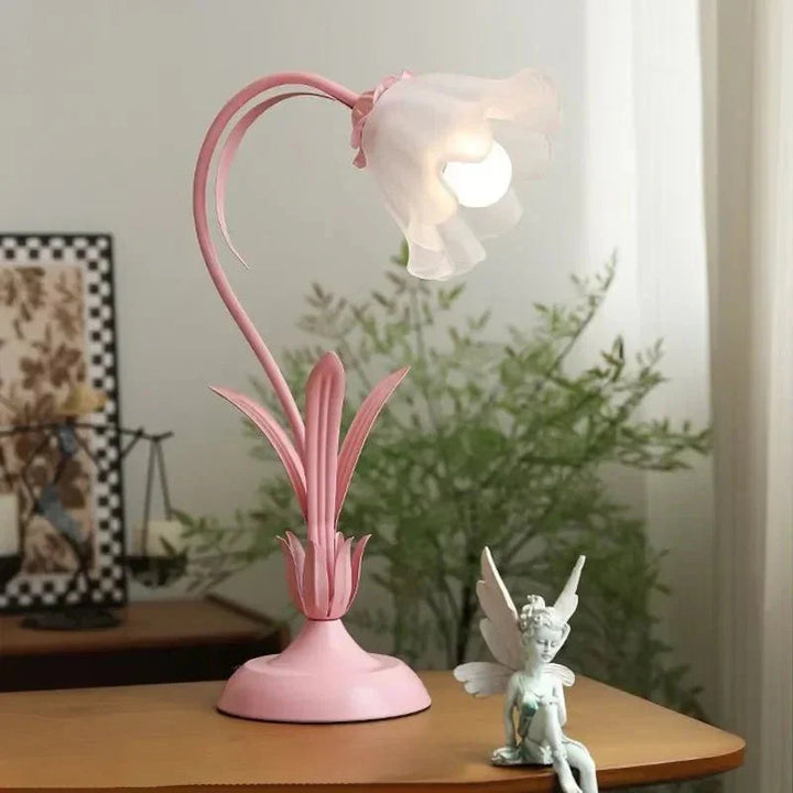 Vintage Floral Table Lamp with Metal Base and Acrylic Shade - 50cm Height, Ideal for Bedside or Living Room Use 2