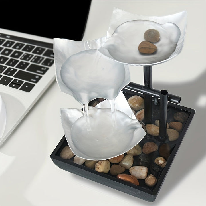 LED Table Fountain with Modern Leaf Design - Soothing Water Feature with Integrated Lighting for Home Decor-5