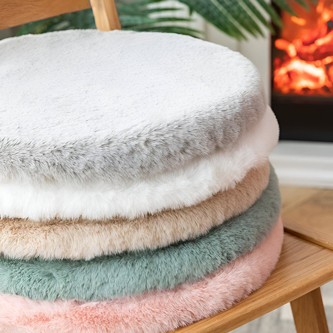 Variant image for Plush Round Seat Cushion - 45cm Soft Imitation Rabbit Fur with Thick Padding for Ultimate Comfort-1