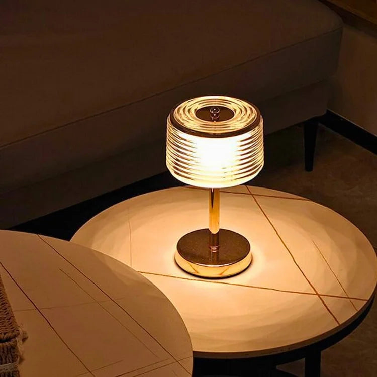 Elegant Gold Table Lamp with Crystal Ring Shade - Adjustable Warm White Light for Living Room or Bedroom-1