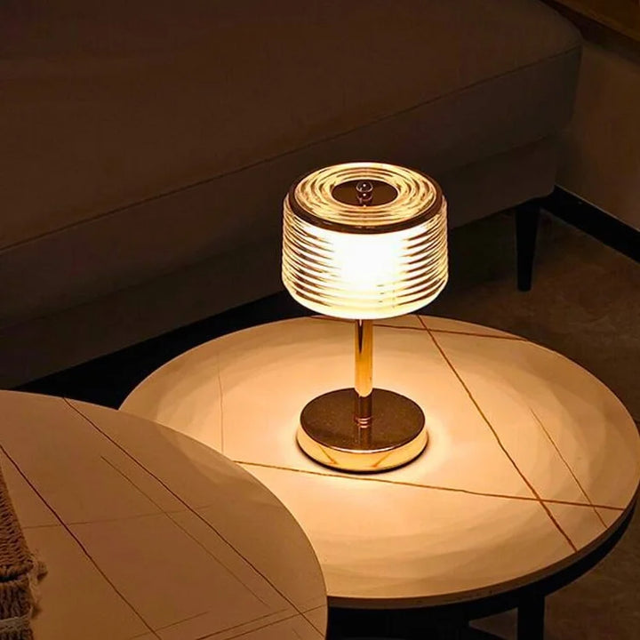 Elegant Gold Table Lamp with Crystal Ring Shade - Adjustable Warm White Light for Living Room or Bedroom-1