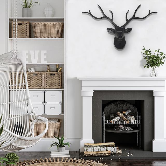 Oversized 3D Nordic Deer Head Wall Art - 78cm Geometric Design, Modern Wall Decor in 7 Colors-4