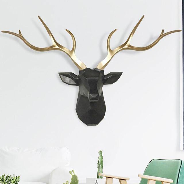 Oversized 3D Nordic Deer Head Wall Art - 78cm Geometric Design, Modern Wall Decor in 7 Colors-1
