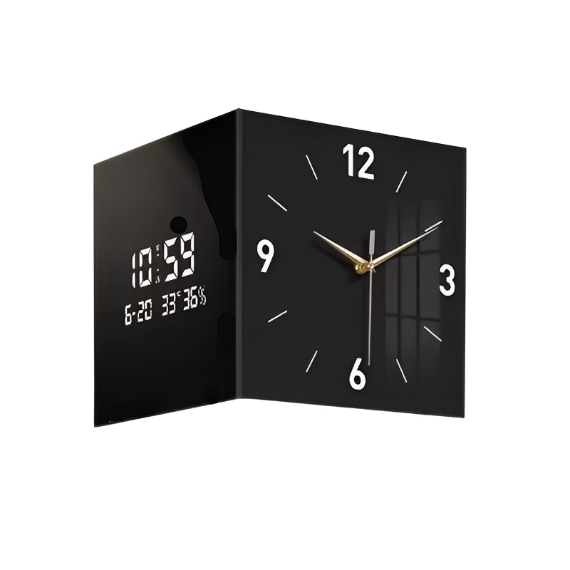 Variant image for Modern Double-Faced Wall Clock with Calendar Feature - Square Art Deco Acrylic Design for Home Decor-5