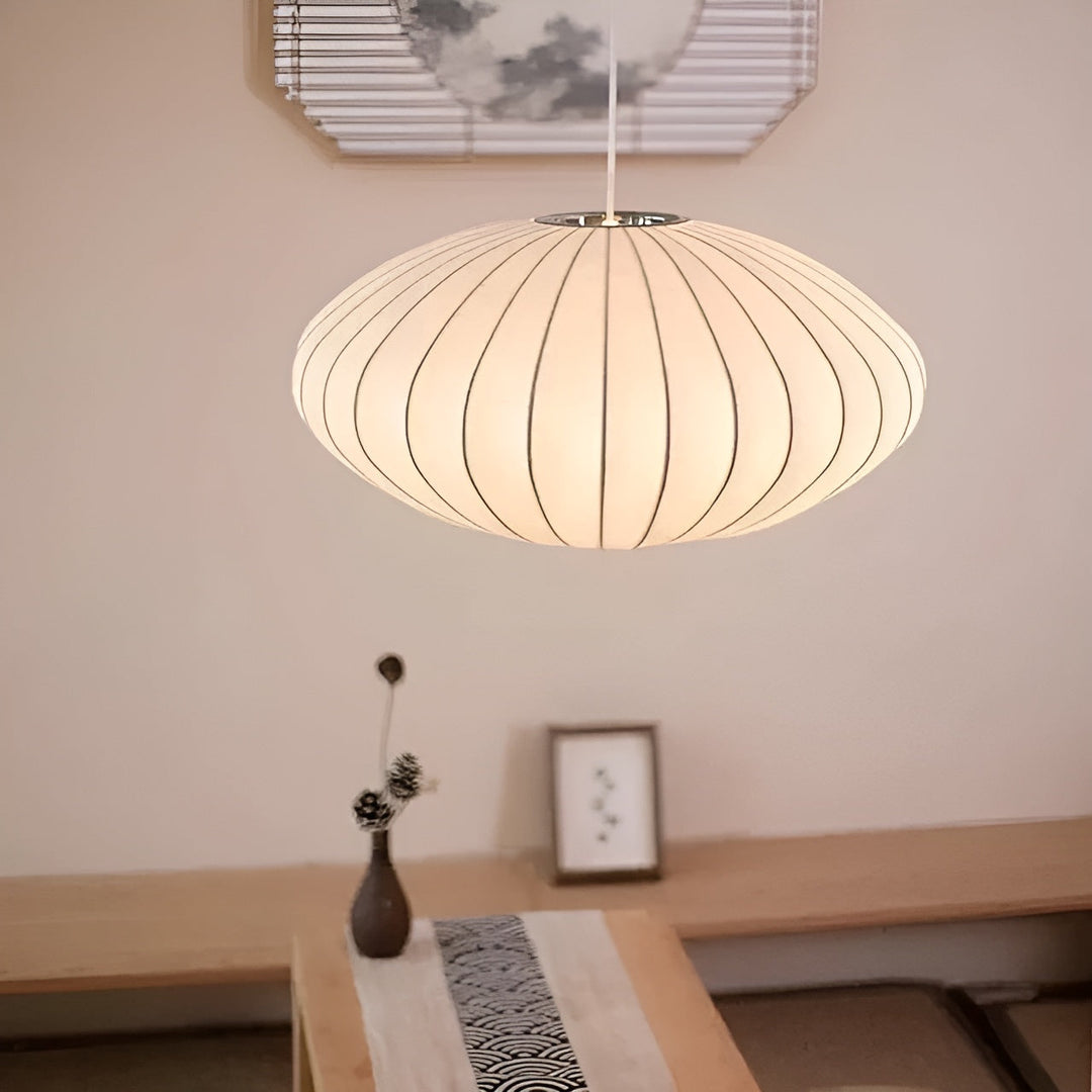 Japanese Silk Pendant Lamp - Elegant Japandi Style Pendant Lighting for Home Decor-6