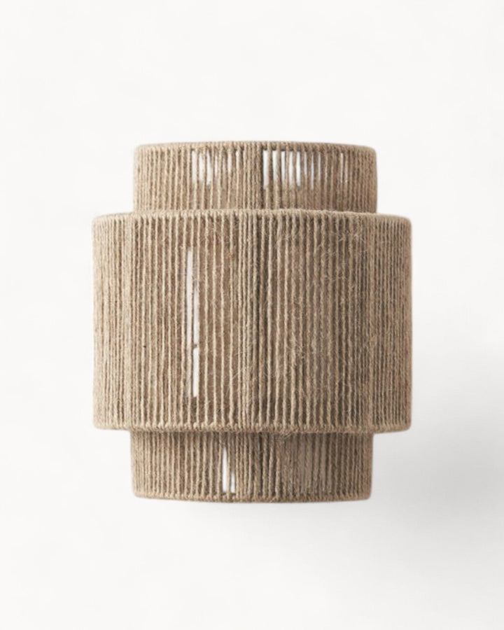 Sustainable Jute Wall Lamp - Minimalist Design Wall Sconce with Natural Brown Umbrella Light for Modern Home Decor-3