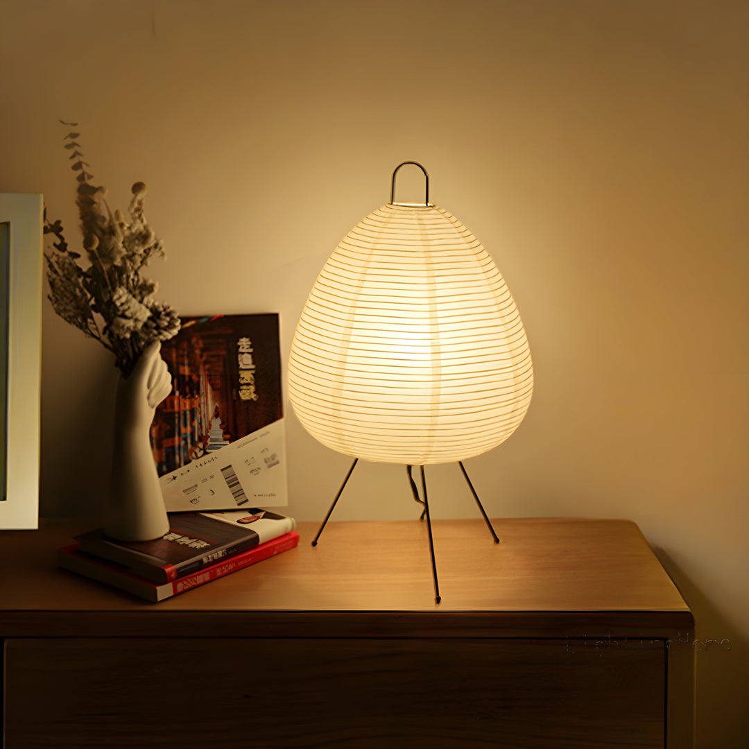 Japanese Wabi-Sabi Rice Paper Table Lamp - Elegant Bedside or Desk Lamp for Home Decor-1