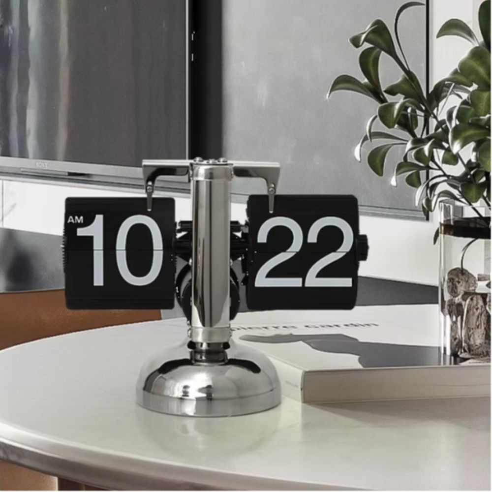 Vintage-Style Retro Flip Desk Clock with Classic Mechanism - Easy-to-Read Large Display for Home and Office-3