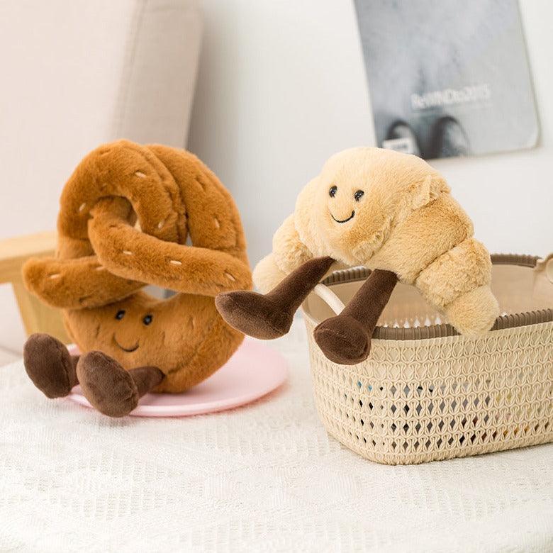 Soft Plush Decorative Bakery Pillows - Fun Croissant, Baguette, and Pretzel Designs for Sofa and Couch Decor-3