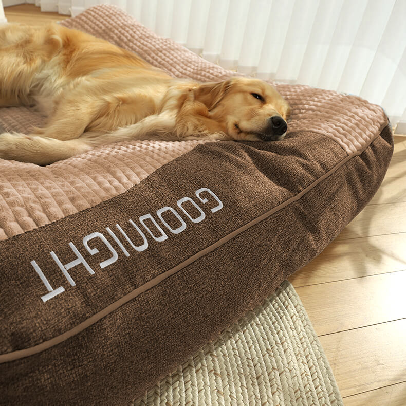 Luxury Orthopedic Dog Bed in Crystal Velvet - Large Size for Ultimate Comfort and Support, Elevated Headrest for Dogs-4