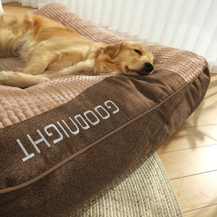 Luxury Orthopedic Dog Bed in Crystal Velvet - Large Size for Ultimate Comfort and Support, Elevated Headrest for Dogs-4