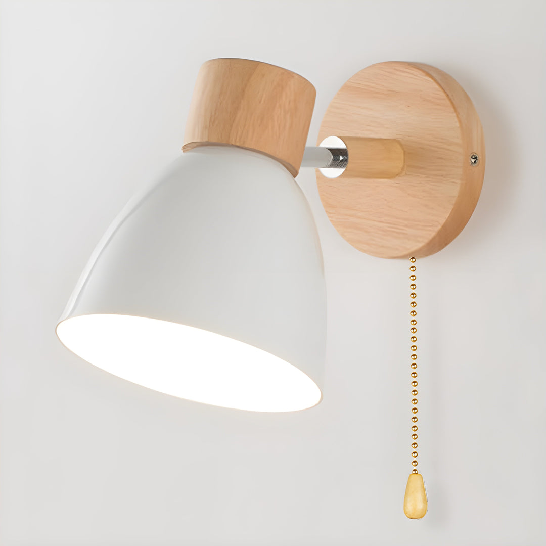 Nordic Wooden Wall Lamp with Adjustable Head and Built-in Switch - Cozy Wall Lights for Indoor Ambiance-1
