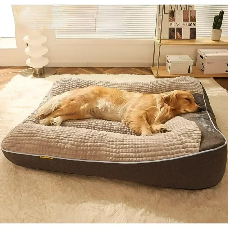 Luxury Orthopedic Dog Bed in Crystal Velvet - Large Size for Ultimate Comfort and Support, Elevated Headrest for Dogs-2