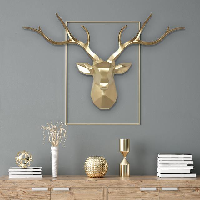 Variant image for Oversized 3D Nordic Deer Head Wall Art - 78cm Geometric Design, Modern Wall Decor in 7 Colors-2