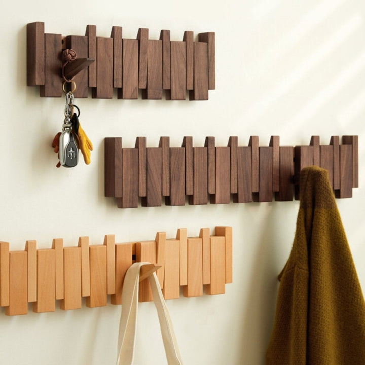 Handcrafted Wooden Coat Rack with Piano Design - Stylish Wall Mounted Coat Stand with Multiple Hooks for Home and Office-6