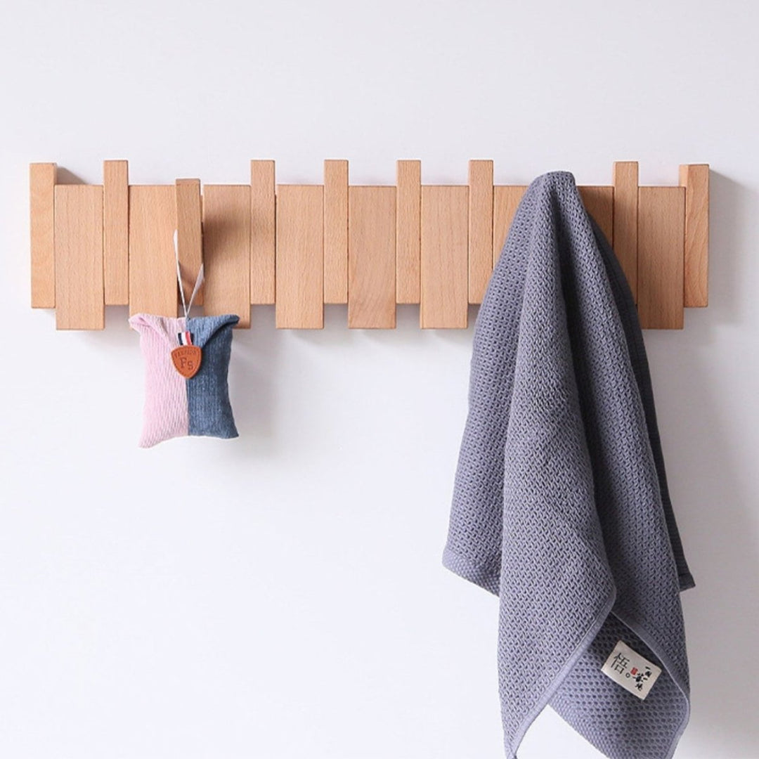Handcrafted Wooden Coat Rack with Piano Design - Stylish Wall Mounted Coat Stand with Multiple Hooks for Home and Office-4