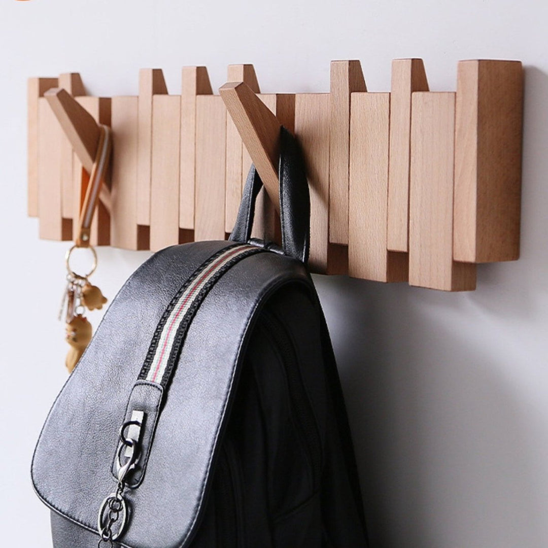 Variant image for Handcrafted Wooden Coat Rack with Piano Design - Stylish Wall Mounted Coat Stand with Multiple Hooks for Home and Office-5