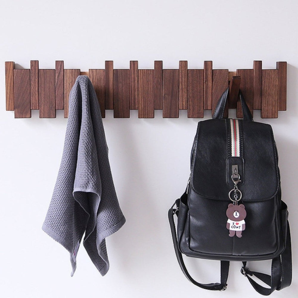 Handcrafted Wooden Coat Rack with Piano Design - Stylish Wall Mounted Coat Stand with Multiple Hooks for Home and Office-2