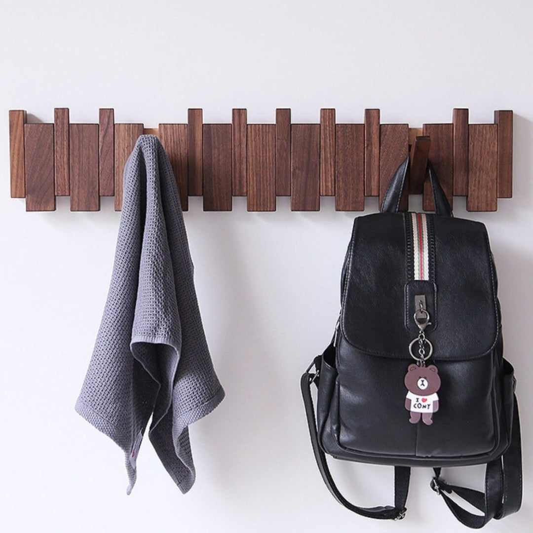 Handcrafted Wooden Coat Rack with Piano Design - Stylish Wall Mounted Coat Stand with Multiple Hooks for Home and Office-2