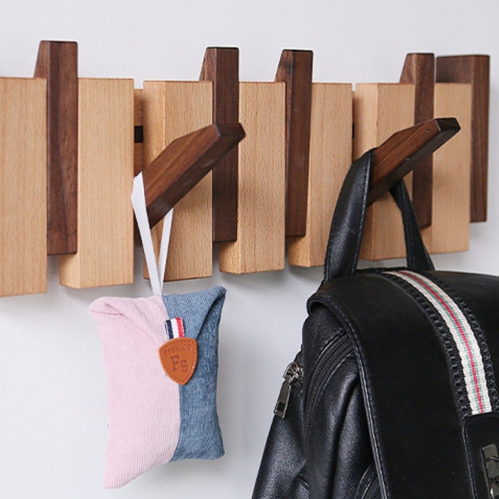 Variant image for Handcrafted Wooden Coat Rack with Piano Design - Stylish Wall Mounted Coat Stand with Multiple Hooks for Home and Office-9