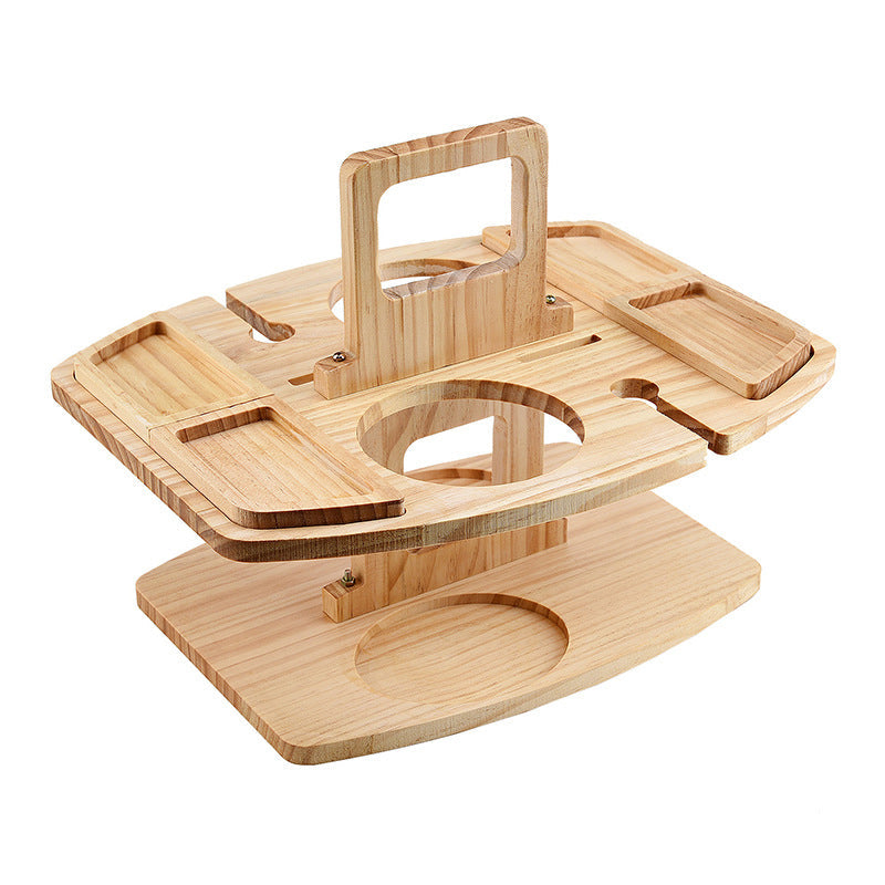 Portable Wood Folding Picnic Table with Snack Compartments and Glass Holders - Ideal for Outdoor Events-2
