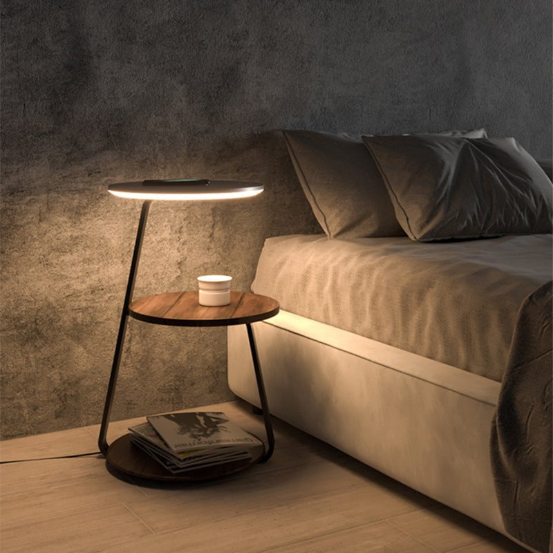 Modern Side Table with Double-Layer Shelf - Durable Powder-Coated Steel Frame and Solid Wood or Stone Top-1