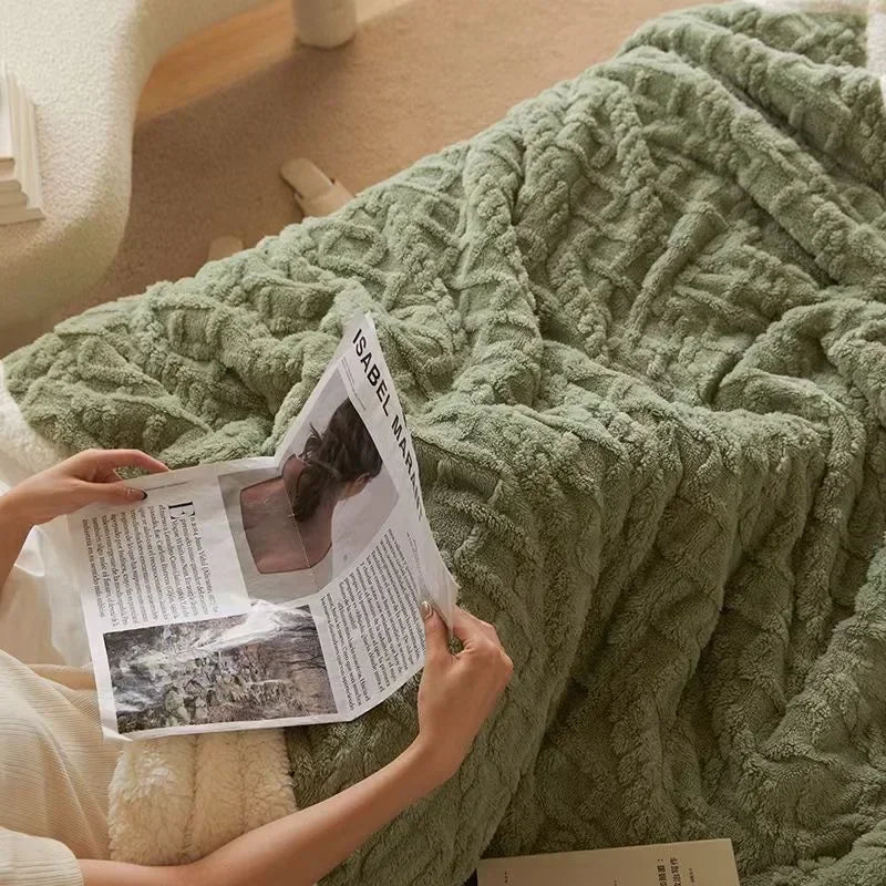 Thick Winter Lamb Wool Blanket - Double-Sided Microfiber Flannel for Ultimate Warmth and Comfort-2