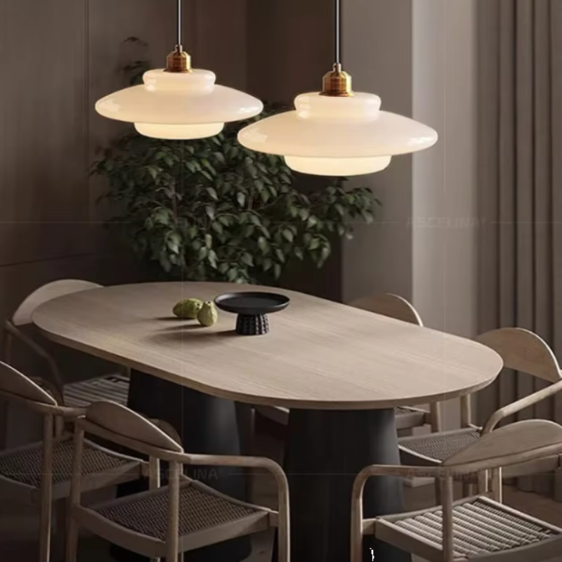 Scandinavian Pendant Light with Milk Glass Shade - Elegant Hanging Light for Kitchen and Dining Room Illumination-6