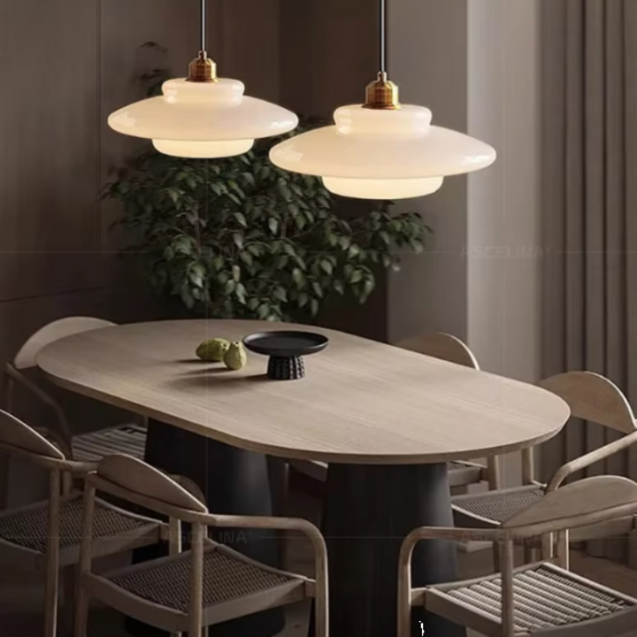 Scandinavian Pendant Light with Milk Glass Shade - Elegant Hanging Light for Kitchen and Dining Room Illumination-6