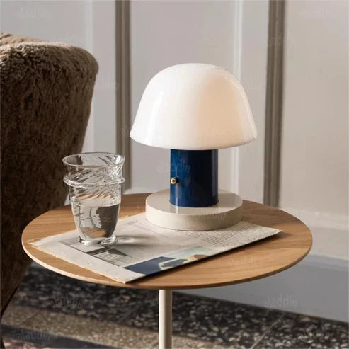 Mushroom-Shaped Dimmable LED Table Lamp - Wireless Battery Operated Bedside Lamp for Living Room and Bedroom Decor-1