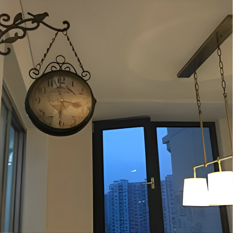 Double-Sided Weatherproof Outdoor Garden Clock - Vintage Design in Metal and Glass, Quartz Movement, Easy to Install-4
