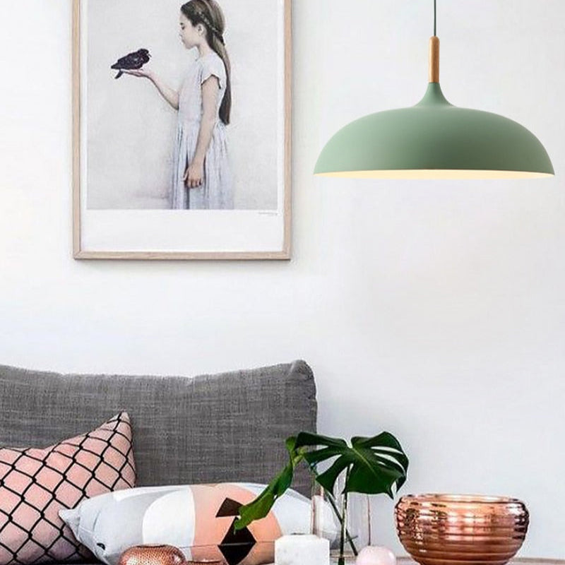 Adjustable Pastel Pendant Light - Retro Ceiling Light Fixture for Kitchen and Home, Wood and Aluminum Design-2