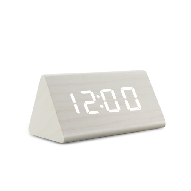 Variant image for Modern Wooden LED Alarm Clock with Temperature Display - Digital Clock with Noise Activation and Minimalist Design-7