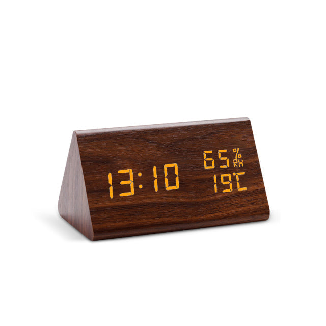 Variant image for Modern Wooden LED Alarm Clock with Temperature Display - Digital Clock with Noise Activation and Minimalist Design-6