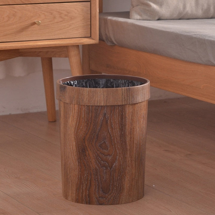 Minimalist Wood Garbage Bin for Kitchen, Bathroom, or Office - 8L Capacity with Fixed Ring for Bin Bags-5