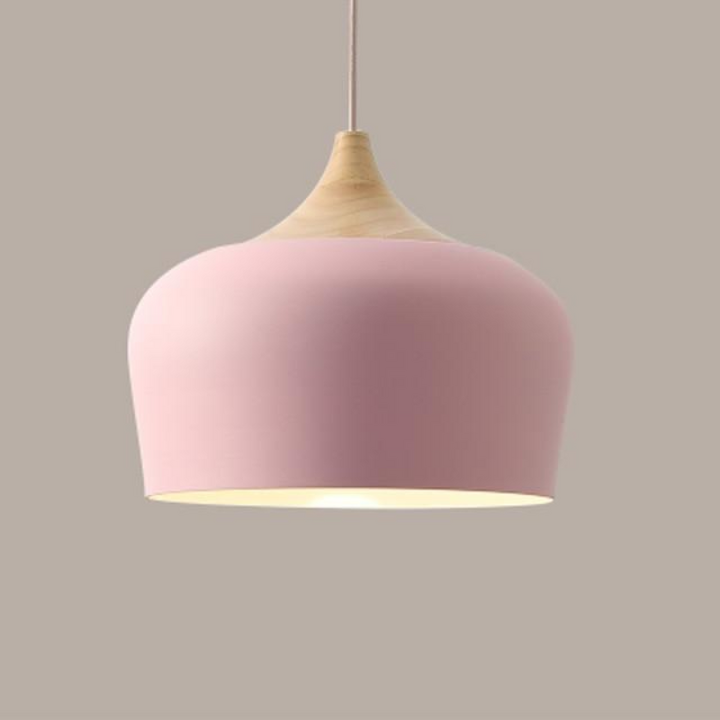 Variant image for Adjustable Pastel Pendant Light - Retro Ceiling Light Fixture for Kitchen and Home, Wood and Aluminum Design-14
