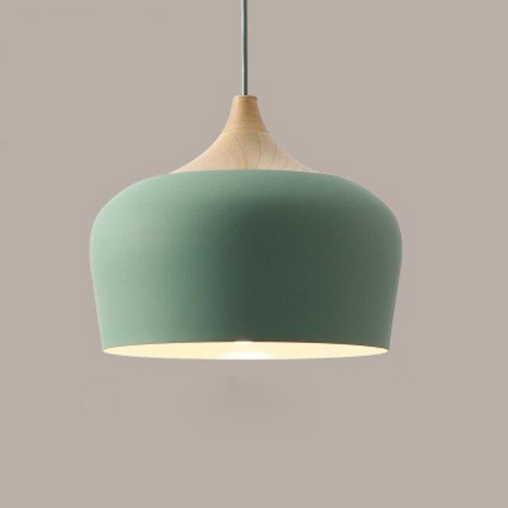 Variant image for Adjustable Pastel Pendant Light - Retro Ceiling Light Fixture for Kitchen and Home, Wood and Aluminum Design-13