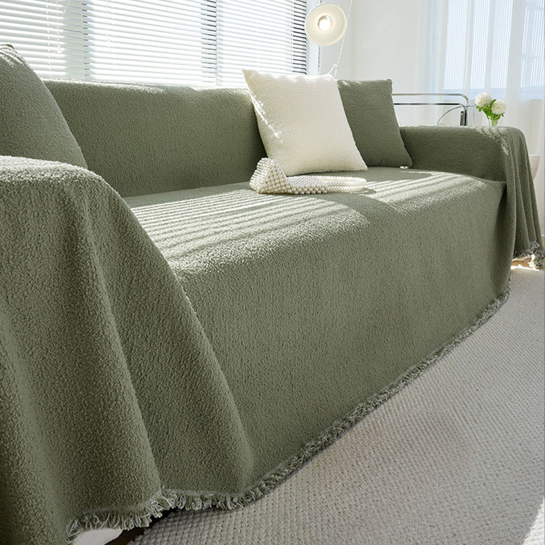 Variant image for Cozy Chenille Sofa Cover in White - Plush Slipcover for Dogs and Pets, Warm Winter Style, Durable and Easy to Clean-11